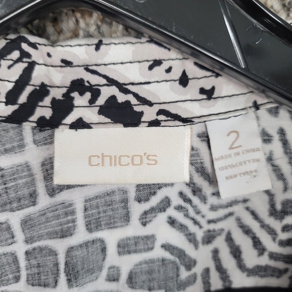 Chicos Jacket Womens 2 US Large Black Two Button Collared Printed Ladies - Picture 8 of 8